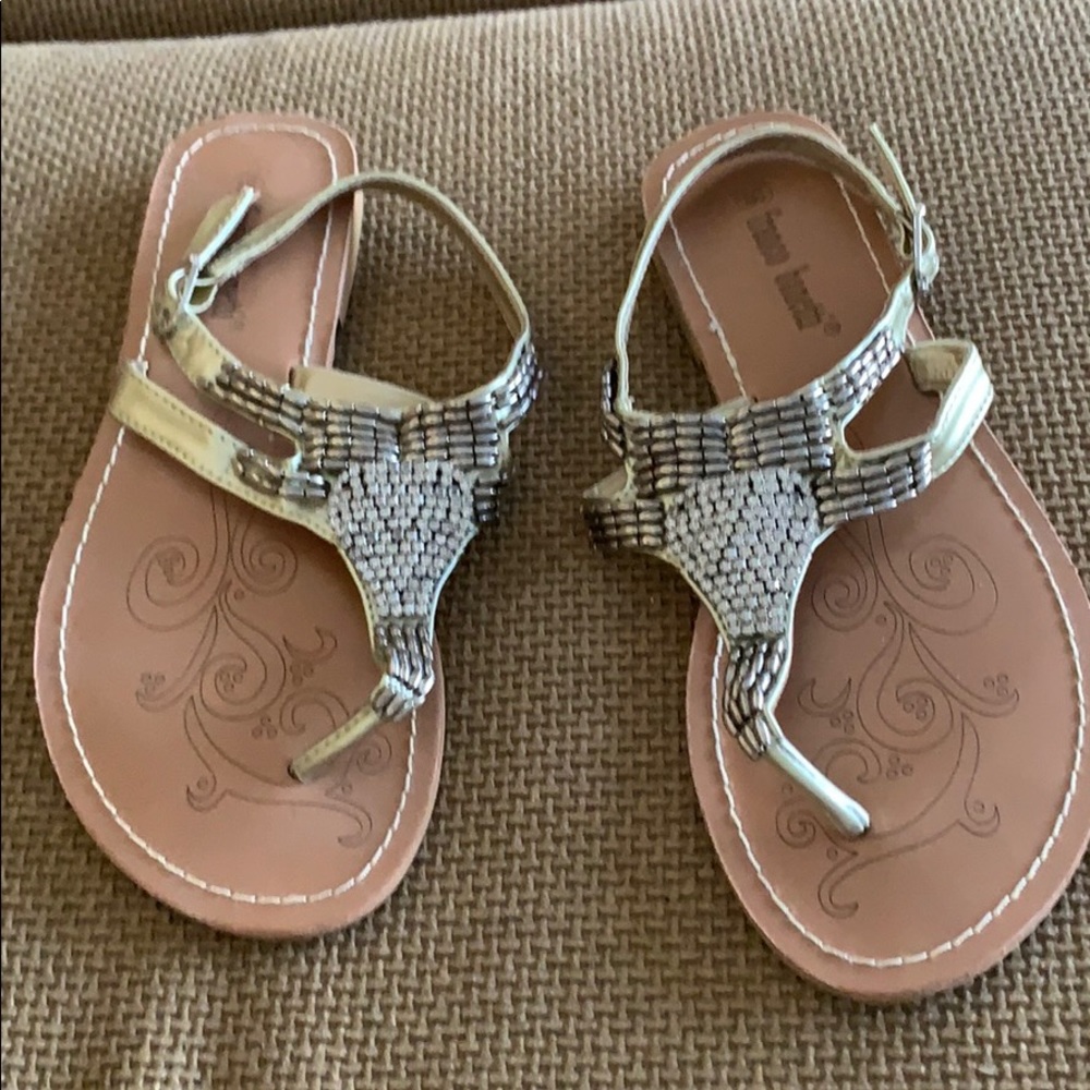 Two pairs beaded sandals.